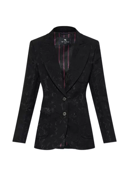 Sacou Etro cu model floral din jacard negru