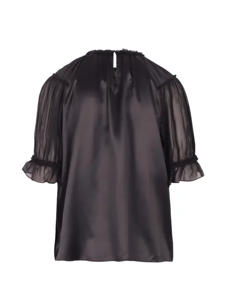 Bluză Ulla Johnson din satin cu volane negru