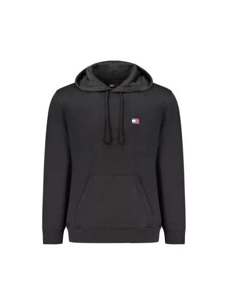 Tommy Jeans bluza z kapturem gładka czarny