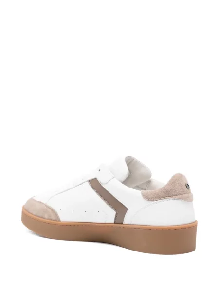 Sneakerși Canali din piele de căprioară alb