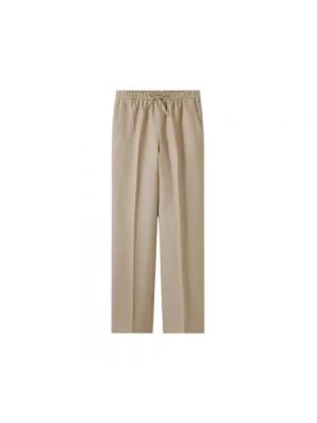 A.P.C. spodnie lniane proste medium waist beżowy