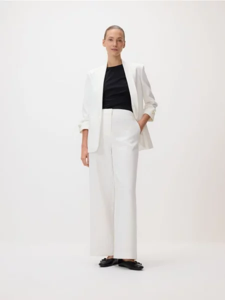 Reserved Pantaloni wide leg alb