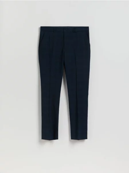 Reserved Garniturowe spodnie slim fit granatowy