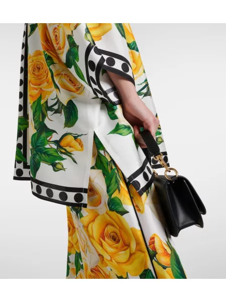 Cămașă Dolce&gabbana de mătase cu model floral alb