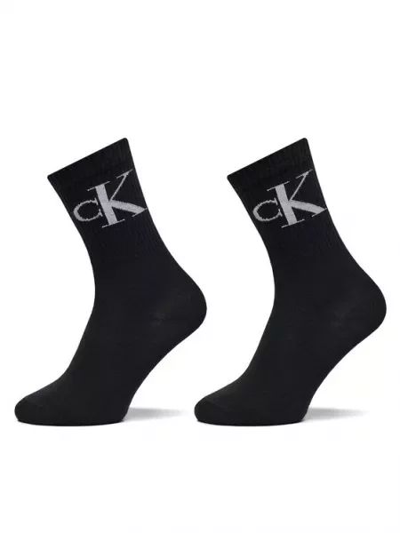 Σετ 2 ζευγάρια ψηλές κάλτσες γυναικείες Calvin Klein Jeans μαύρο