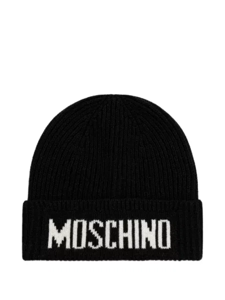 Căciulă Moschino tricotate cu autograf negru
