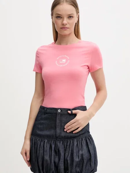Tommy Jeans basic tričko růžové