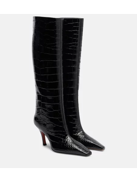 Cizme Amina Muaddi din piele negru