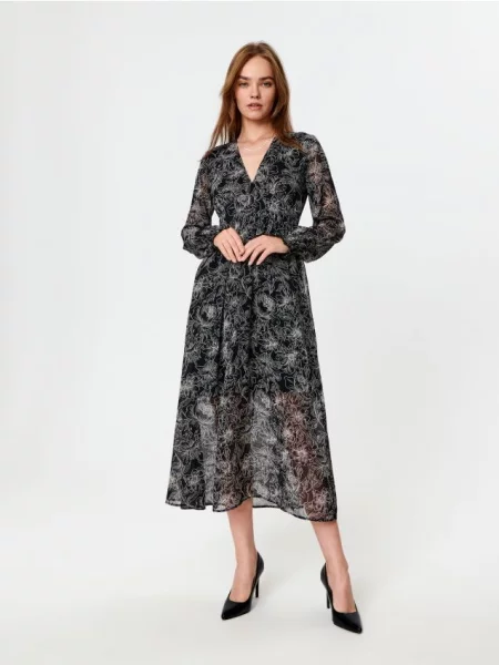 Sinsay Květinové midi šaty vícebarevná