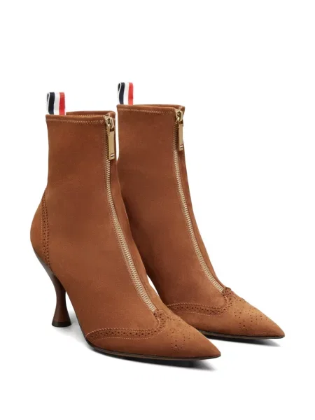 Cizme scurte Thom Browne din piele de căprioară maro