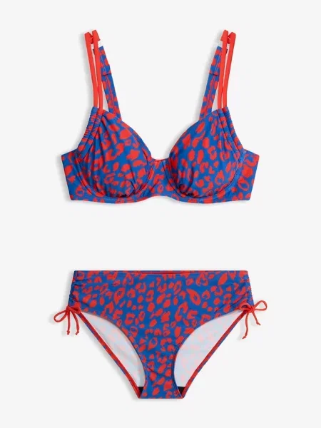 Bikini na fiszbinach z troczkami komplet niebieskie