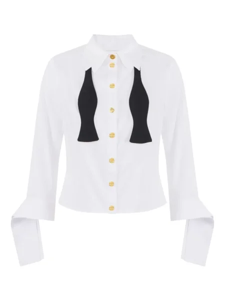 Koszula Elisabetta Franchi z kokardką popelinowa biała