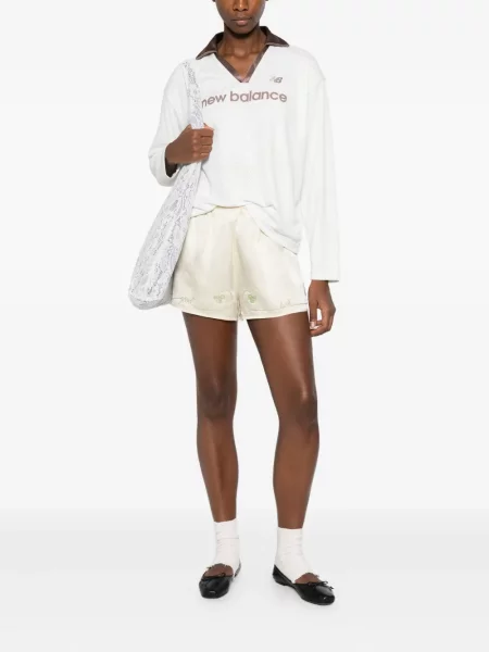 Sutien New Balance cu broderie din satin alb