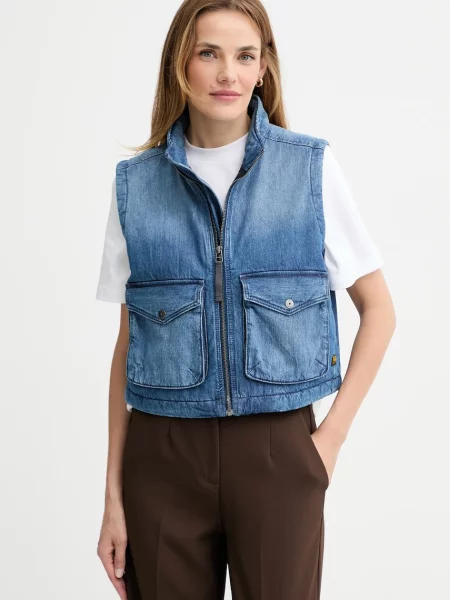 G-Star vestă de jeans de tranziție albastru