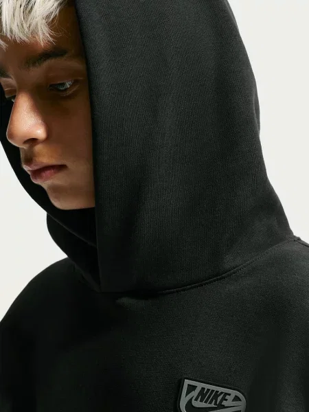 Nike kapucnis melegítőfelső gyerek pamuttal Sportswear Club fekete