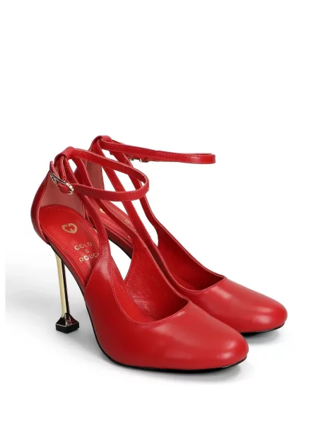 Sandale Gold & Rouge cu bretele roșu