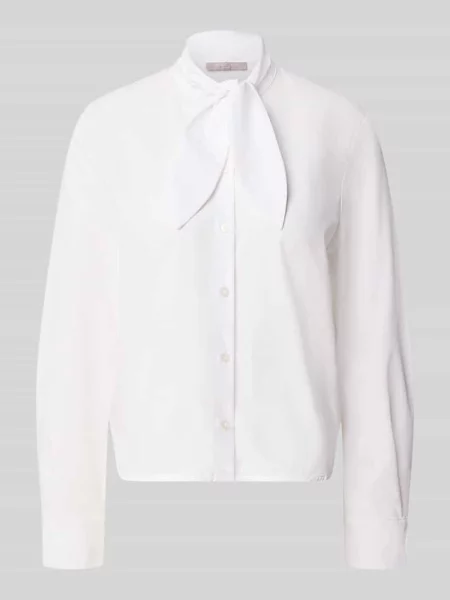 Bluzka o kroju regular fit z mieszanki z kokardą Christian Berg Woman Selection biała