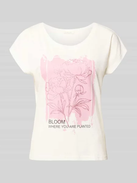 Męski t-shirt o kroju regular fit z mieszanka z kwiatowym nadrukiem Christian Berg Woman biała