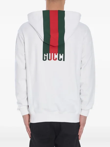 Hanorac cu glugă Gucci cu dungi cu glugă alb