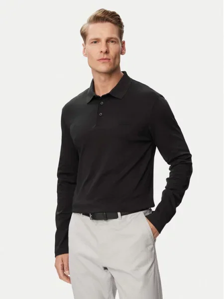 Calvin Klein Тениска с яка и Supima черен