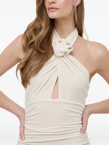 Rochie mini Bardot cu gât halter de costum