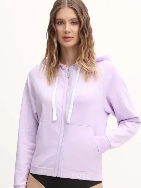 Суичър с качулка Hugo с качулка виолетово