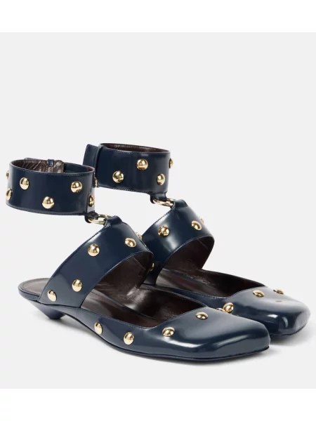 Sandale Chloé din piele cu tepi albastru