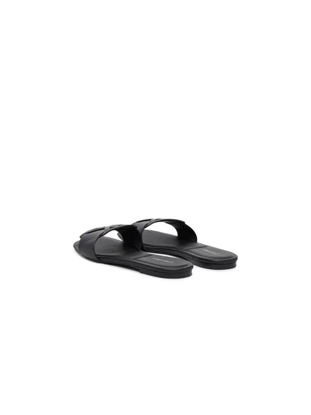 Papucs Calvin Klein Square Flat Sandal Emblem fekete