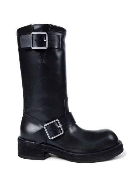 Botine Ann Demeulemeester cu cataramă biker negru