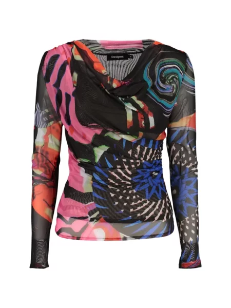 Lung tricou Desigual cu imagine cu imprimeu abstract negru