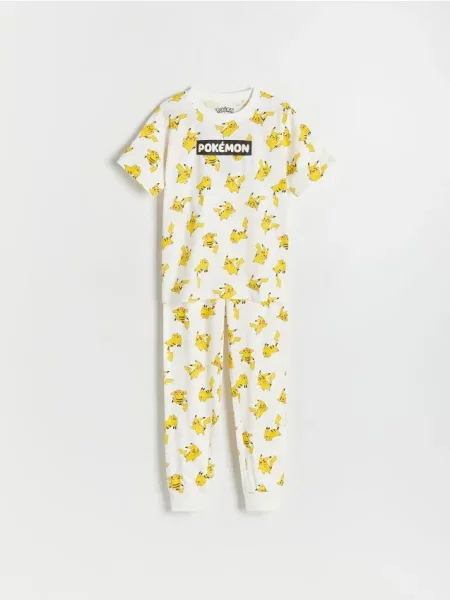 Reserved Dwuczęściowa piżama Pokémon złamana biel
