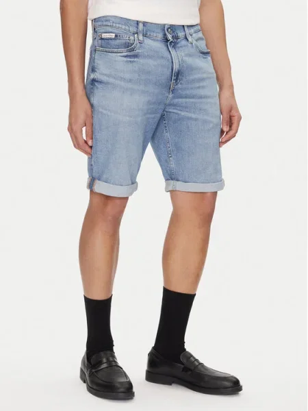 Дънков къс панталон Calvin Klein Jeans синьо