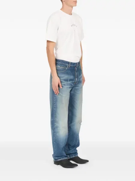 Kelnės Mm6 Maison Margiela su nubrozdinimais mėlyna