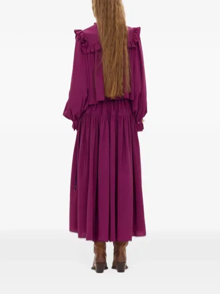 Top Chloé de mătase cu volane violet
