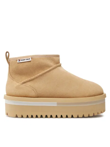 Tommy Jeans Cizme de zăpadă Tjw Suede Flatform Boot Wl bej