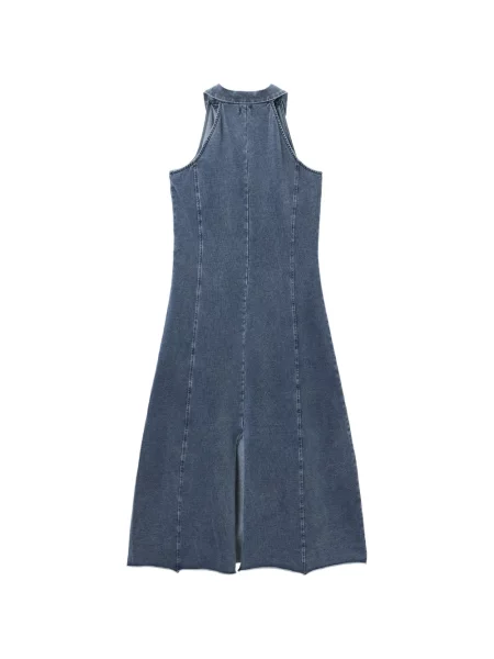 Rochie B+ab cu gât halter cu autograf albastru