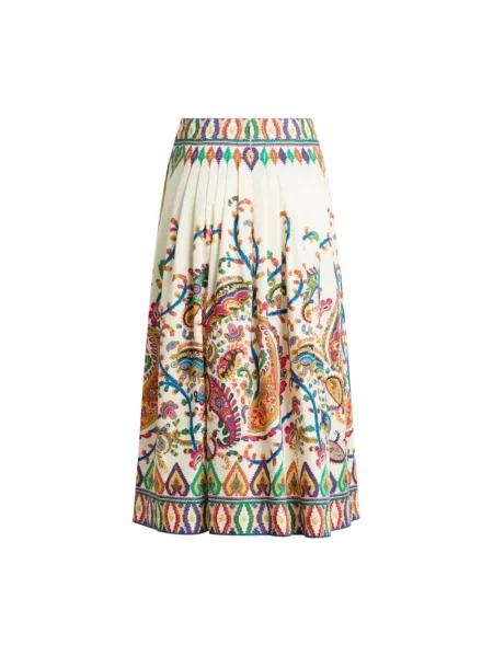 Spódnica plisowana Etro z wzorem paisley do kolan
