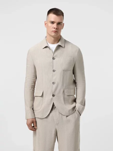 Блейзер Emporio Armani льон/віскоза бежевий