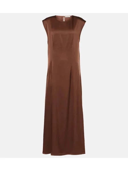 Satynowa maksi sukienka maxi Asceno garniturowa różowa
