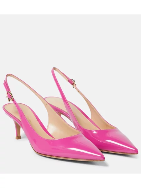 Pantofi cu toc Gianvito Rossi din piele de lac slingback roșu