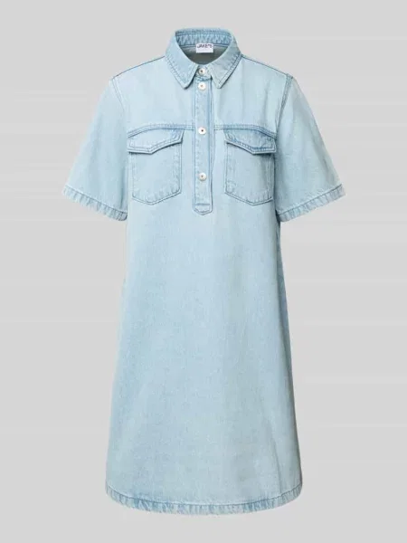 Sukienka jeansowa o długości do kolan z nakładanymi na piersi Jake*s Casual niebieska