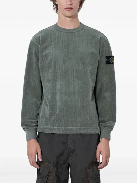 Hanorac Stone Island de catifea cord cu strasuri gri