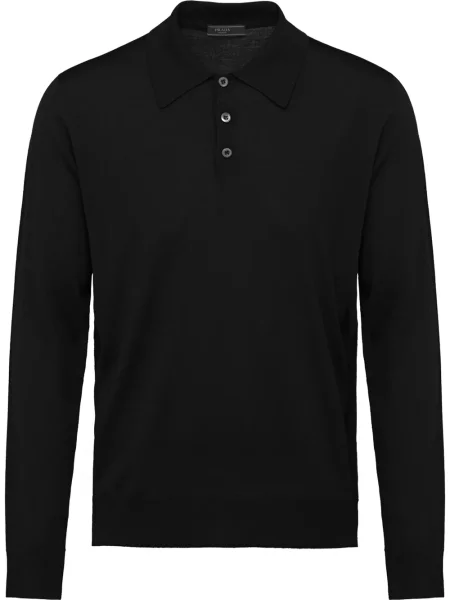 Tricou polo Prada de lână negru