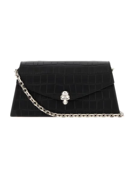 Kopertówka Alexander Mcqueen skórzana czarna