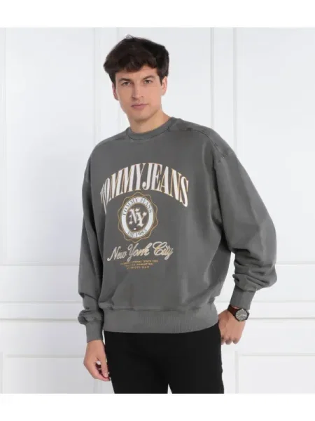 Tommy Jeans Hanorac TJM BOXY LUXE VARSITY CREW gri