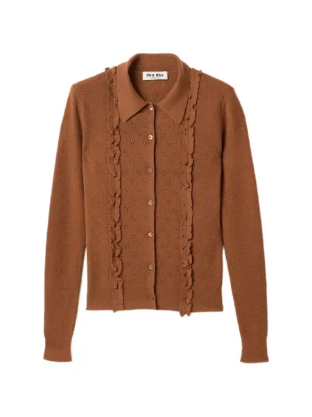 Cardigan Miu Miu de mătase maro