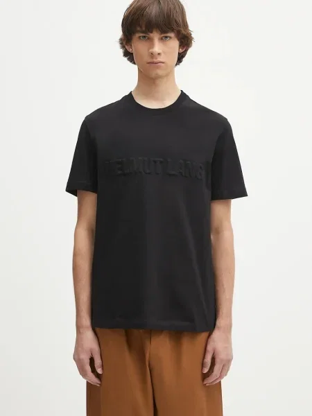 Helmut Lang t-shirt EMBOSSED.TEE.ROUNDED czarna