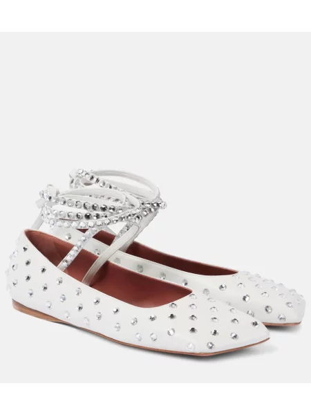 Balerini Amina Muaddi din piele de cristal alb