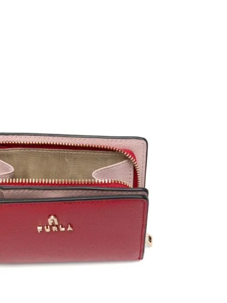 Δερμάτινος συσκευάσιμο πορτοφόλι Furla με αυτόγραφο ροζ