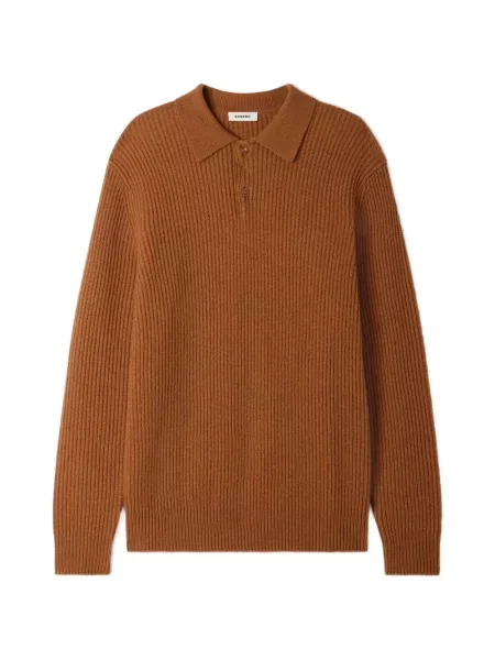 Tricou polo Sandro de lână maro